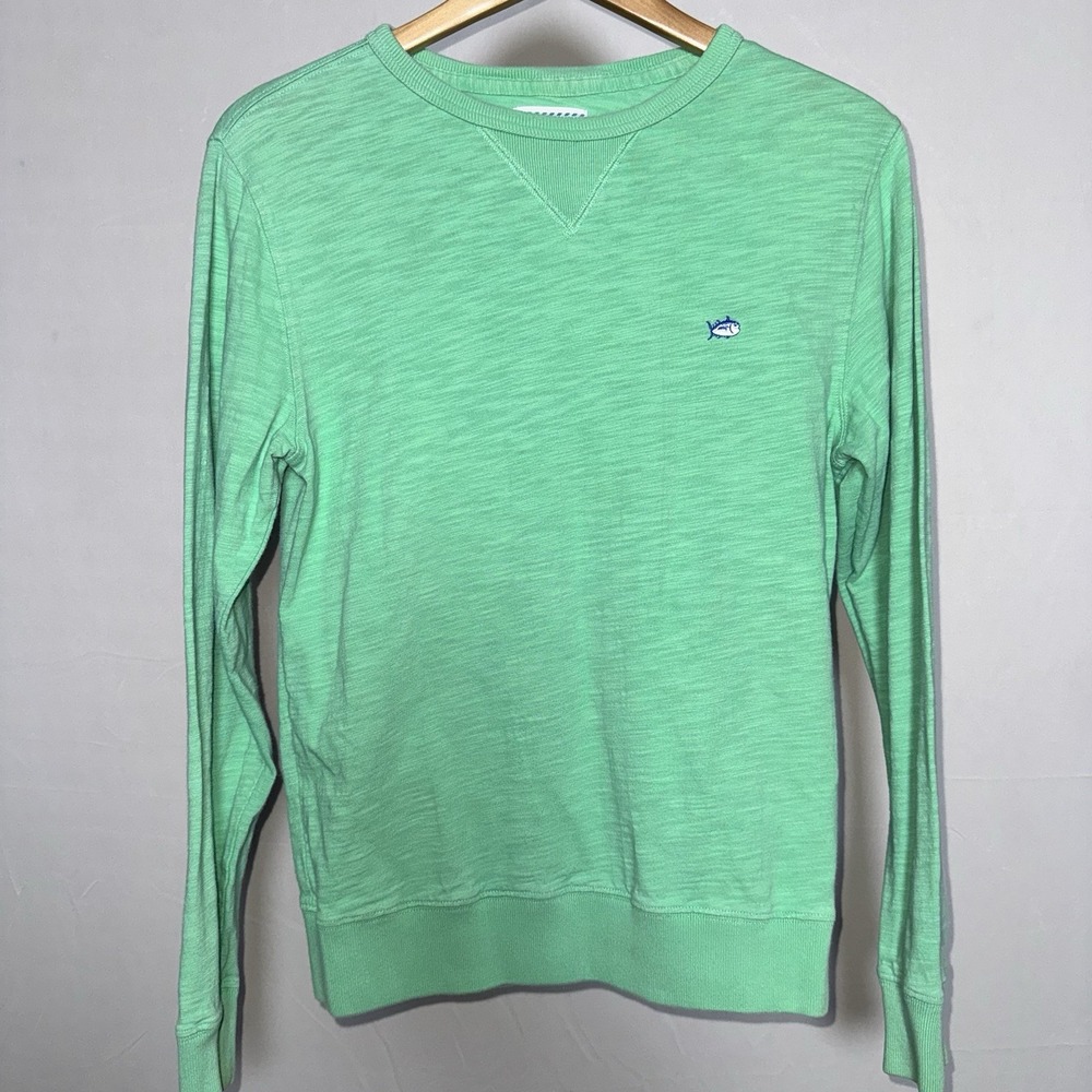 Southern Tide Men's Skipjack Green Crew Neck Cotton Pullover XS Long Sleeve
